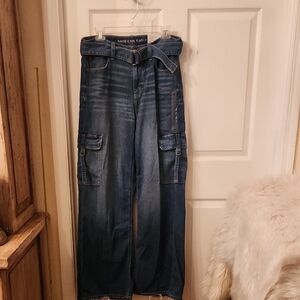 American Eagle Blue Cargo Jeans Size 10
